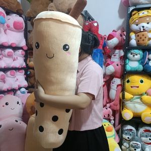 Gối ôm hình ly trà sữa trân châu cute - Size 80cm đến 1m - Quà tặng gấu bông êm mịn cho bé.