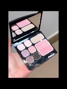 Qianyan Self-Organized Facial Comprehensive Palette Four-Color Eyeshadow Palette Cool Pink Purple Monochrome Blush Highlight