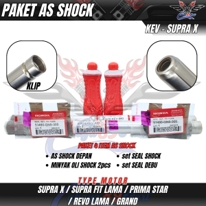 Paket as shock depan supra x supra fit revo lama prima star / paket as shock + oli shock + seal debu