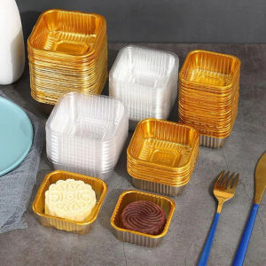 100PCS Mooncake Tray Clear Transparent Mooncake Tray Pastry Dessert Bread Square Tray Pastry Packaging Box