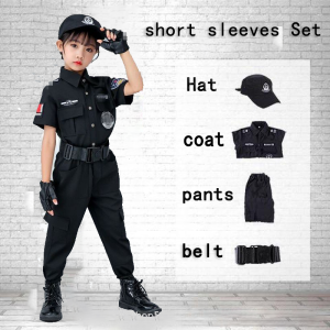 HNB Police Costume For Kids Boys Girls Pulis Costume For Kids Children Polices Role-play Cosplay