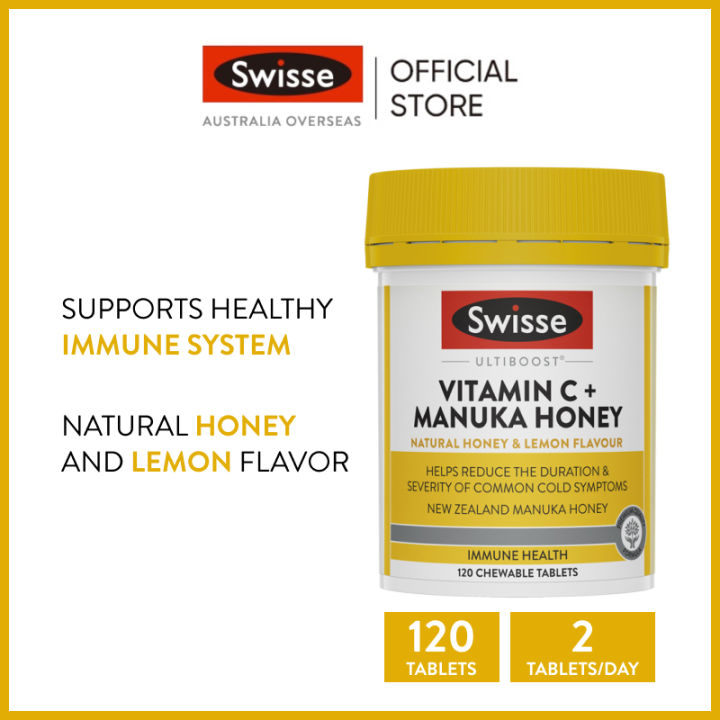 Swisse Ultiboost Vitamin C + Manuka Honey 120 Chewable Tablets (EXP:02 ...