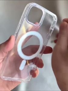 Crystal Clear Hard Acrylic Wireless Charging Magnetic Case For iPhone 11 12 13 14 15 Pro Max 14 15 Plus X XR XS Max 7 8 Plus mini SE Clear Shockproof Magnetic Case Cover
