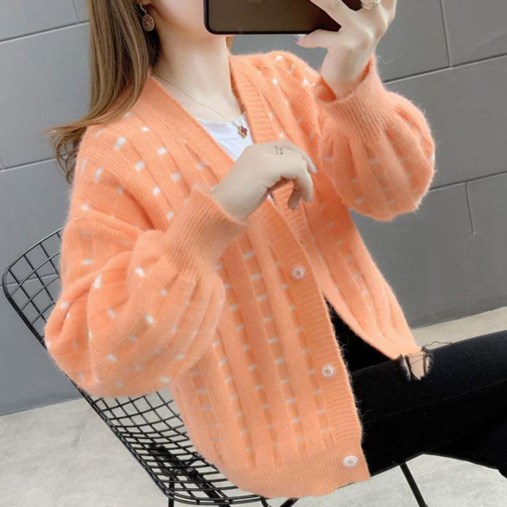 Women's Knitted Cardigan Spring and Autumn Sweater Coat Solid Color ...