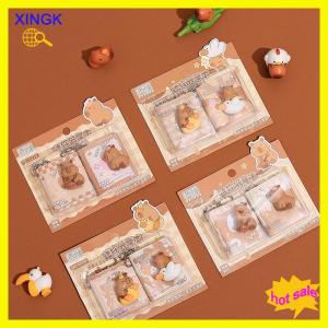 XINGK 2Pcs Set Cute Capybara Mini Portable Notebook Small Notepad Kawaii Stationery Office Accessories School Supplies Back To School Gift For Kids
