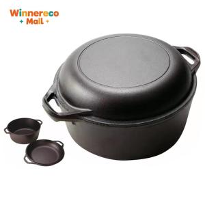 Multi-Functional Cast Iron Dutch Oven with Lid Pre-Seasoned for Bread Baking and Stewing Heavy-Duty Black Finish
