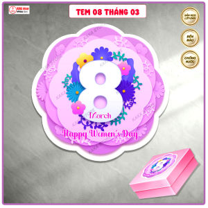 Tem Dán 8/3 Happy Women Day Decal Dán Trang Trí Hộp Quà Giỏ Hoa Thiệp Tặng Chúc Mừng Ngày Quốc Tế Phụ Nữ 8 Tháng 3.