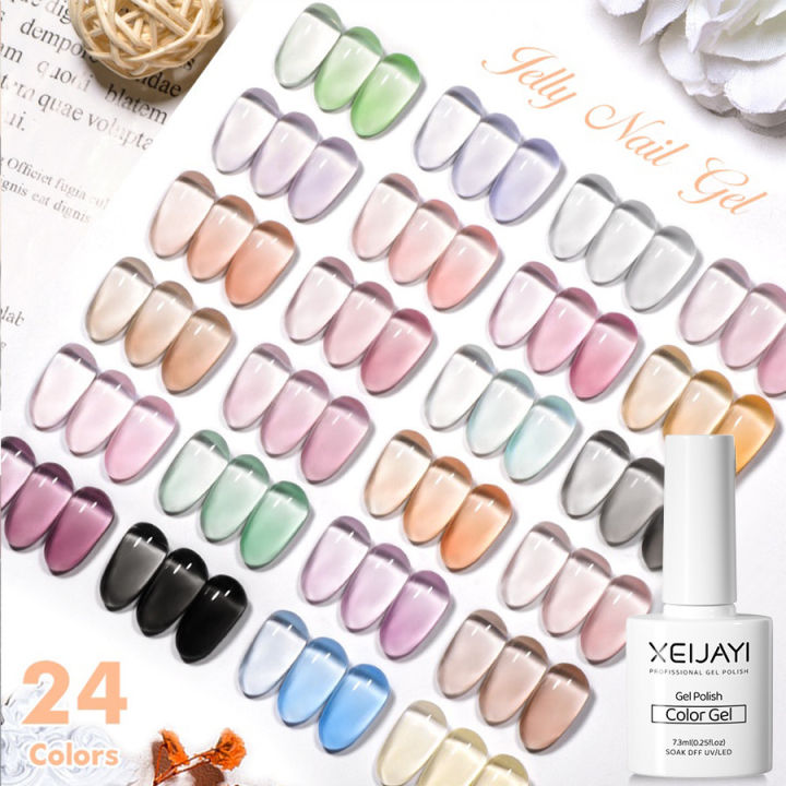 XEIJAYI 7.3ml Gel Nail Polish Ice Transparent Apricot Nail Polish Gel
