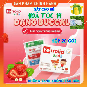 (HoảTốc1h) Sắt sinh học FERROLIP KIDS - Sắt Dạng Liposome Vitamin Không Tanh Không Táo Bón - Vị Dâu Hộp 20 Gói