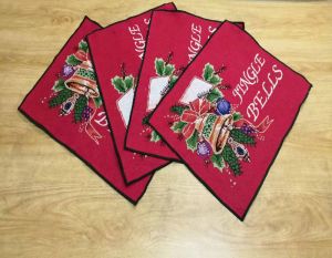 【COD】1pcs Christmas placemat 33x45cm cotton and linen woven and embroidered home decoration