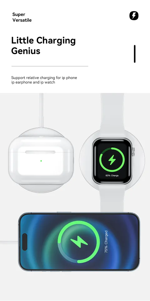 Essager Induction 15W Wireless QI charger in phone Fast Charging Stand  For Iphone 14 Airpods Pro Apple watch Ios Macsafe - Main Image