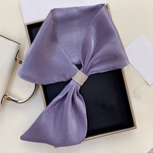Aibins Long Small Silk Scarf 75×13CM Decorated with Small Scarf 29.5×5inch Simple and Pure Color Tie Wrap Silk Scarf WJ1092