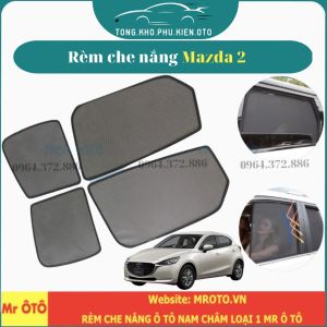 Rèm Che Nắng Xe Mazda 2- Hàng Loại 1 Mr Ô Tô vải dày chống nắng tốt dễ lắp đặt vừa khít - Đế nhựa/ Có hít nam châm
