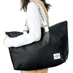 Dickies Logo Print White Handle Spacious Shoulder Tote Bag (Black) *Jap Mag GWP*