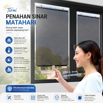 Tirai Gulung Penahan Sinar Matahari Roller Blind Curtain 58 x 125 cm