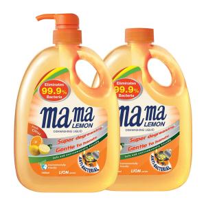 Mama Lemon Anti-Bacterial Fresh Citrus Dishwashing Liquid with Refill Pack - 2x1L