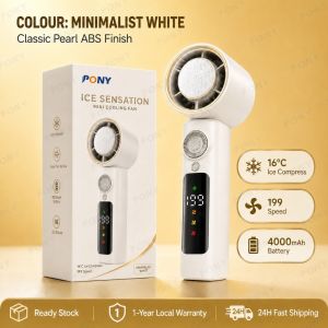 PONY 4000mAh Semiconductor Cooling Fan Kipas Mini Portable Handheld Fan 199-Speed LED Display Type-C