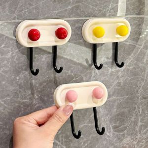 QIHUISHI ตะขอกาวติดทนสไตล์โดพามีนไม่เจาะตะขอคู่สำหรับงานหนักสำหรับห้องครัวห้องน้ำที่เก็บของหลังประตู