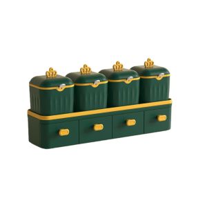 GAOSU Double Layer Seasoning Jar Set 8 Grids with Spoon Condiment Container Household Large Capacity Spice Box Salt