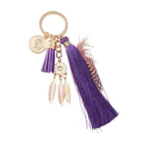 Mystical Feather Keychain With Hexagon Charm And Tassels Unique Dreamcatcher Inspires Decoration Handmade Keyring