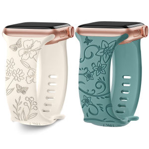 Strap For Apple Watch Band 40mm 44mm 41mm 49mm 45mm 46mm 42mm Silicone Engraved Bracelet iwatch Series ultra 2 10 9 SE 8 7 6 5 4 h260630