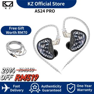 KZ AS24 PRO In-Ear Headphones Adjustable Hybrid Drivers 4-speed tuning High-precision sound guide tube 3d printing technology 0.75mm adjustable hifi headphones