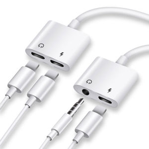 2 In 1 Dual Lightning Adapter To 3.5mm Earphone Jack Audio Charge Cable High Quality Durable Charging Earphone Cable Aux 2in1 Splitter