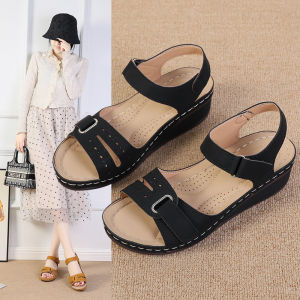 【Local Ship】Wedge Sandals for Women Korean Fashion Large Size 43 Thick Sole Sandal Outdoor Sports Retro Wedge Sandals Ladies Atikota