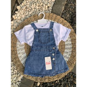 Overall Rok Pendek Jeans Anak Perempuan 1-7 Tahun - Jumpsuit Romper Denim Model Rok Celana Pendek