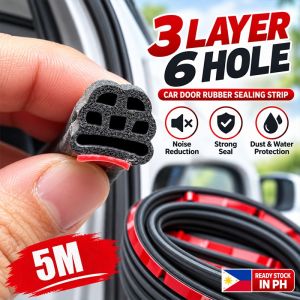 Car Door Seal Strip Rubber 5m thickened 3-layer 6-hole soundproof dustproof waterproof anti-aging