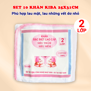 Khăn sữa cho bé Kiba siêu mềm siêu thấm 2 lớp 3 lớp 4 lớp kích thước 25x25cm – Set 10 khăn tiện lợi BBShine – KH005