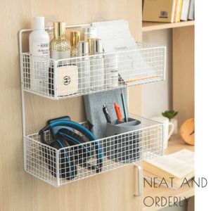 Rak Gantung Organizer Alumunium 2 Susun Serbaguna Punch Free Bathroom Shelves