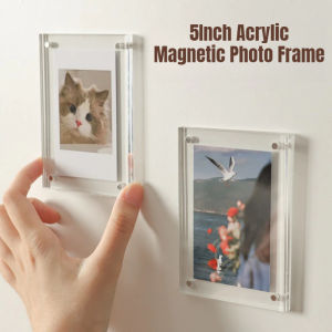 5Inch Acrylic Magnetic Photo Frame Clear Double Sided Fridge Magnetic Refrigerator Picture Frame