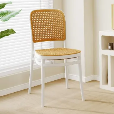 Nordic Chair Rattan Chair Like PP Backrest Chair For Adults Modern Minimalist Home Outdoor Comfortable Dining Chair 椅子