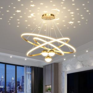 Lampu Gantung Modern Lampu Gantung ruang tamu LED Chandelier Lampu Gantung Langit Berbintang