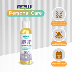 NOW Baby Soothing Baby Oil Calming Lavender No Artificial Fragrance Parabens Phthalates Petrolatum (118ml)