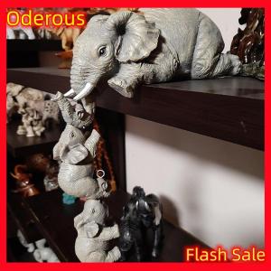 Oderous Resin Decorative Craft 3-piece Realistic Elephants Mother Hanging 2-Babies Figur