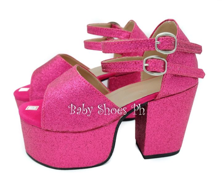 BSPH0369 Barbie Glittery Fuchsia Pink Pump Pageant Heels for