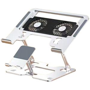 2 in 1 Adjustable Laptop Phone Stand Ergonomic Desktop Stand Adjustable Height for Collaborative Work Easy Storage