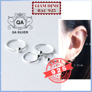 Khuyên tai bạc 925 bi tròn vòng khoen mũi môi bông nam nữ S925 MINIMAL QA SILVER Earrings EA190910