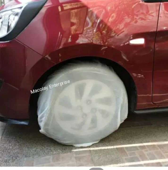 Disposable Plastic TIRE COVER for Protection during Detailing, Maintenance Service, sold per set