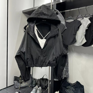 Womens Blazers Korean Fashion Crop Jacket Women Black Windbreaker Jacket Casual Oversized Jackets Sun Protection Streetwear Short Track Jacket
