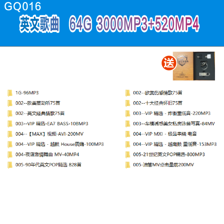 【现货2024新款】【当天发货】已整理好--GQ016--英文歌曲 thumb flash drive pendrive original ...