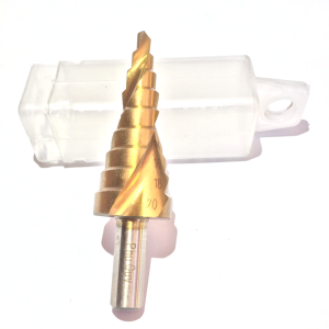 Bộ 3 mũi khoan gỗ tháp 4-12-20-32 HSS phủ TiN-Hộp sắt