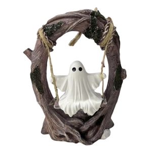 TEWUB Cute Halloween Ghost Sculptures White Funny Halloween Swing Ghost Ornament Home Decoration Vintage Swing Ghost Decorations Halloween Atmosphere