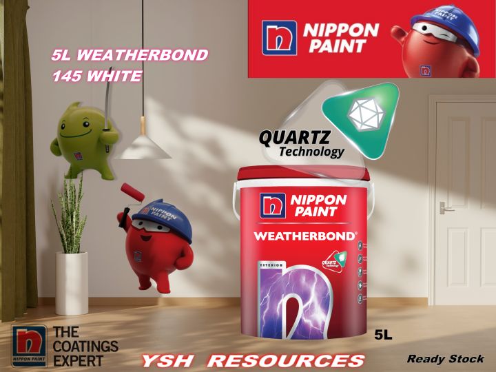 5L - Nippon Paint WeatherBond 145 White / 1001 Brilliant White ...