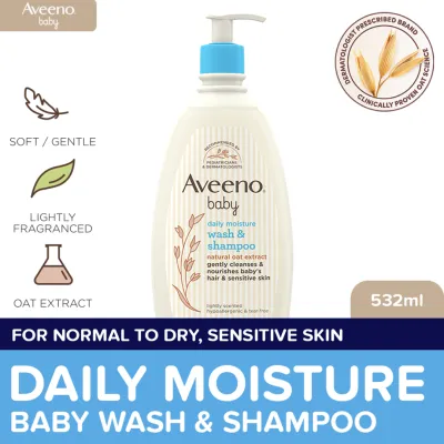 Aveeno Baby Daily Wash & Shampoo 532ml - Baby Essentials Baby Bath Baby Care Body Wash For Baby