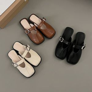 French Retro Toe Slippers for Womens Summer Wear with Skirts Slip-on Slip-ons Casual Sandals