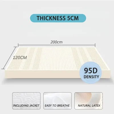 MISO Natural latex mattress 100% thickened size 5cm 7.5cm foam mattress multi size 90x200/120x200/180x200