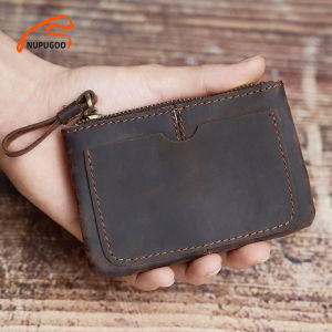 Genuine Leather Mini Coin Purse Men Wallet Slim Vintage Small Man Short Section Casual Card Wallets Little Pouch Bag NUPUGOO